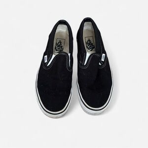 Vans Black Canvas Slip-Ons with White Accents